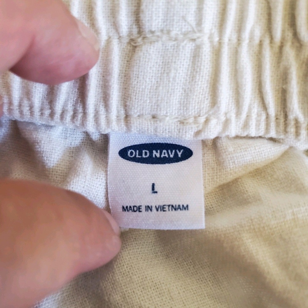 Old Navy Womens Large White Linen Blend Embroidered Tassel Pull On Shorts Navy - Picture 16 of 16